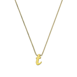 Kleine Halskette mit Anhänger aus 9 Karat Gold in Form des Buchstabens T, 16–20 Zoll