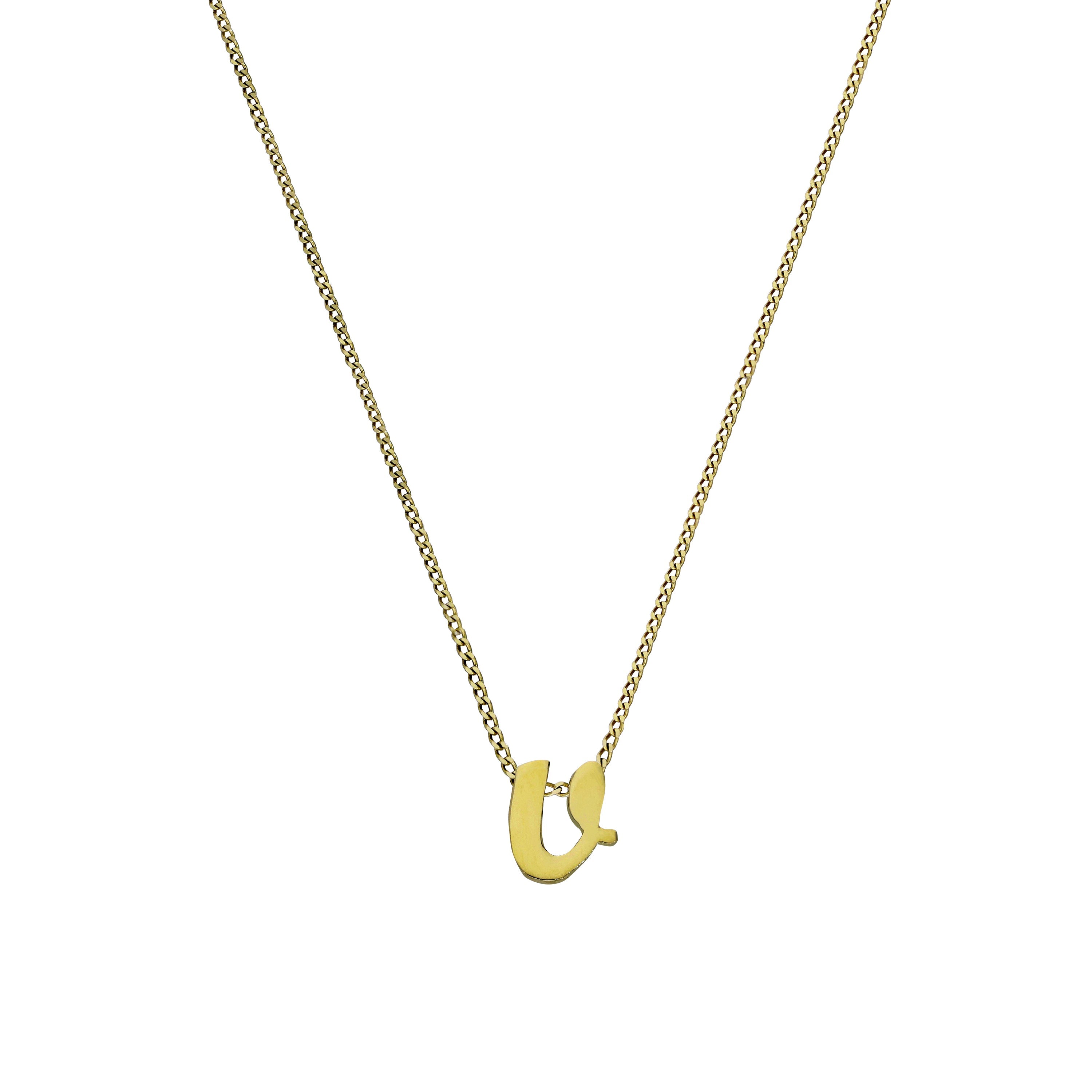 Kleine Halskette mit Anhänger aus 9 Karat Gold in Form des Buchstabens V, 40–50 cm
