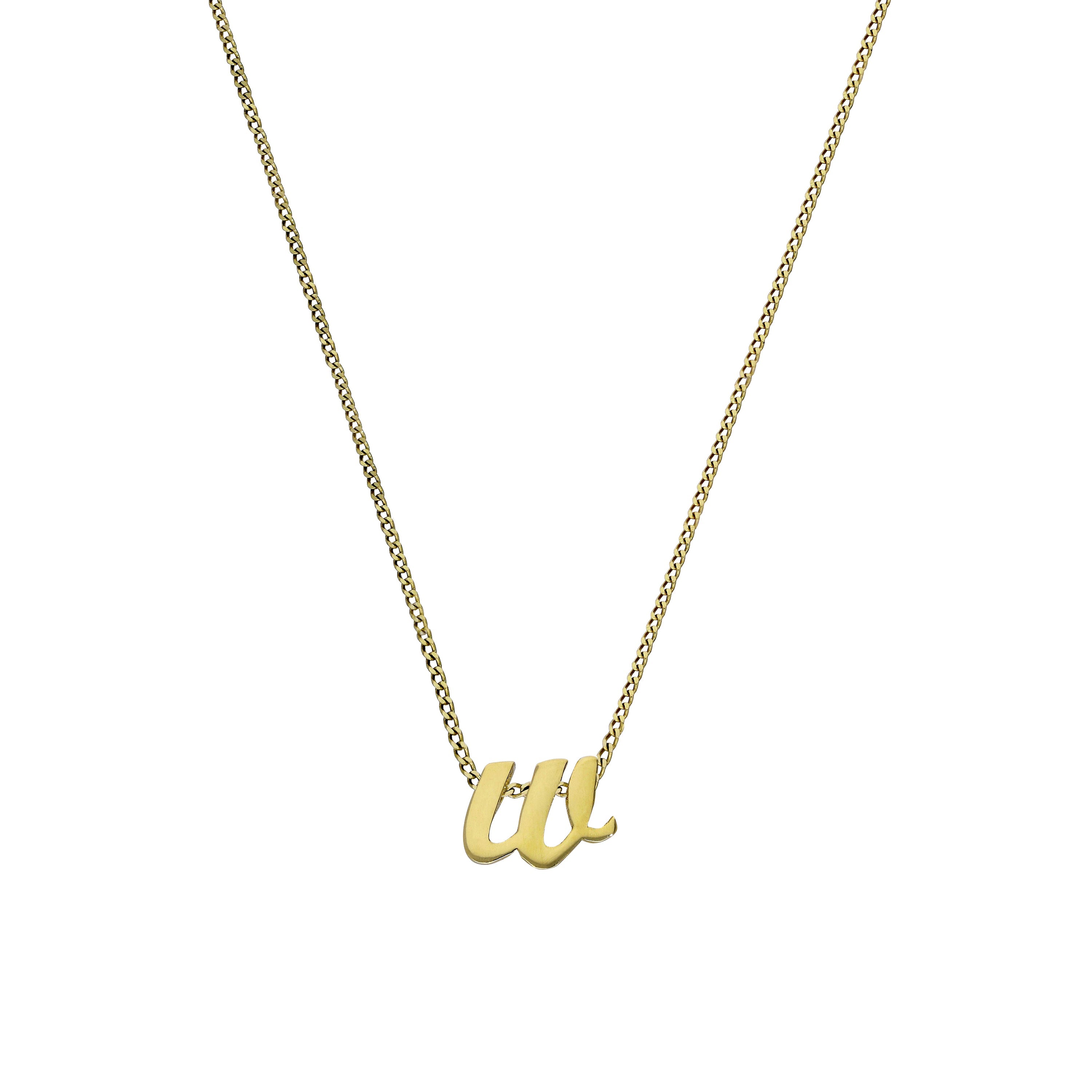 Kleine Halskette mit Anhänger aus 9 Karat Gold in Form des Buchstabens W, 40–50 cm