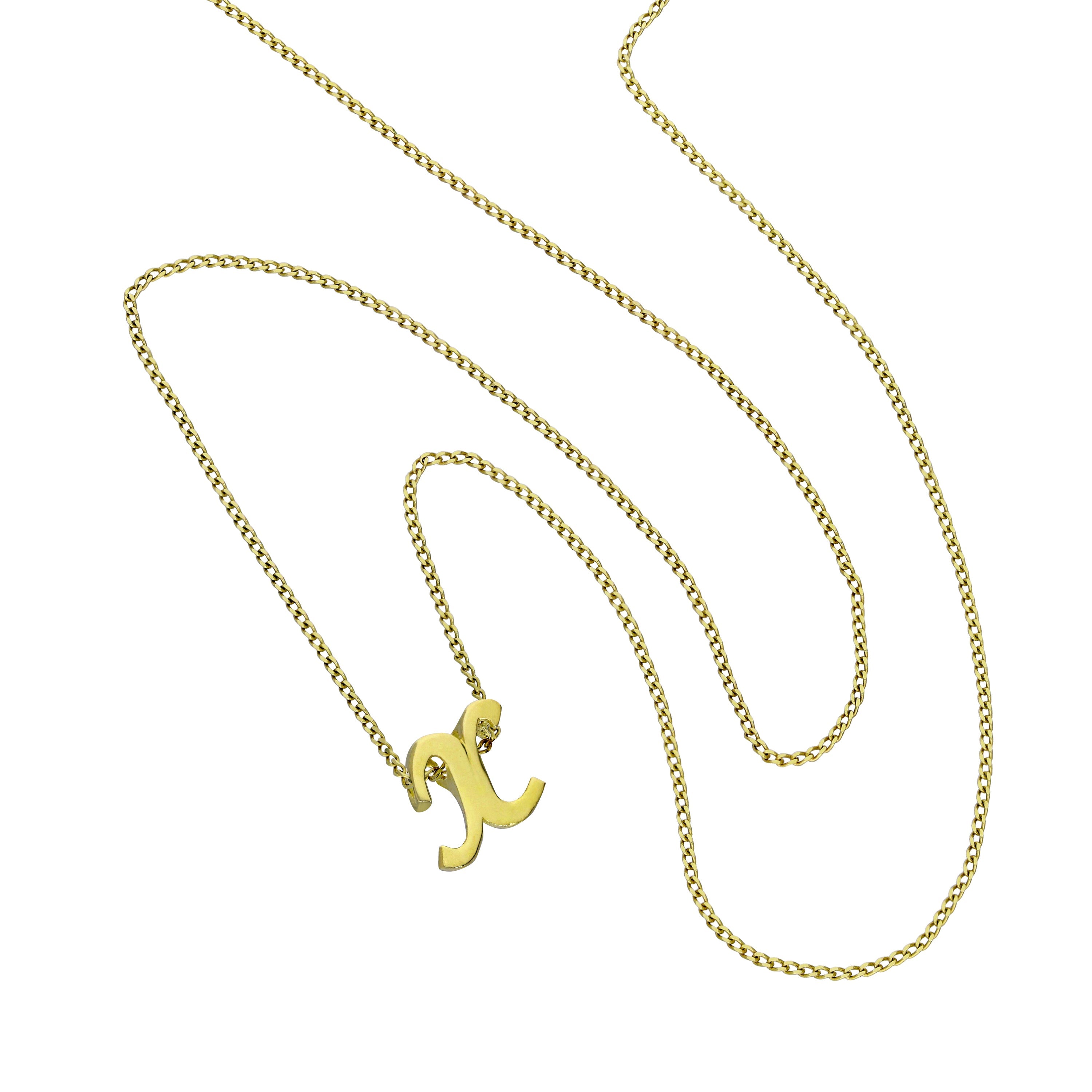 Kleine Halskette mit Anhänger aus 9 Karat Gold in Form des Buchstabens X, 40–50 cm