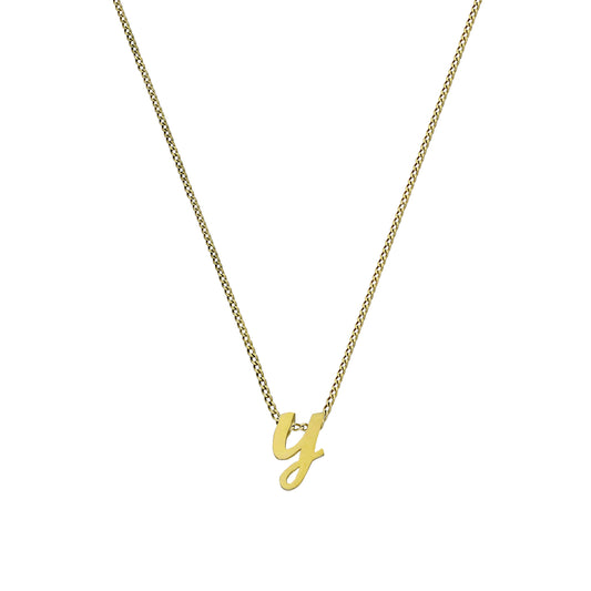 Winzig 9 Karat Gold Alphabet Buchstabe Y Anhänger Halskette 40,5 - 51cm