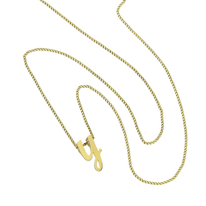 Kleine Halskette mit Anhänger aus 9 Karat Gold in Form des Buchstabens Y, 40–50 cm