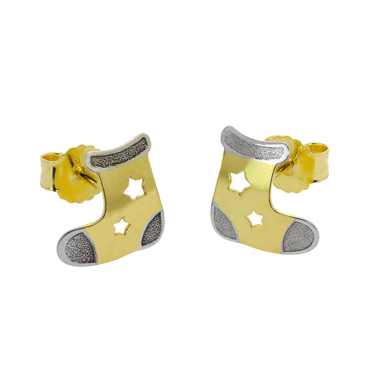 9 Karat Gold Weihnachtsstrumpf Ohrringe mit ausgeschnittenen Sternen