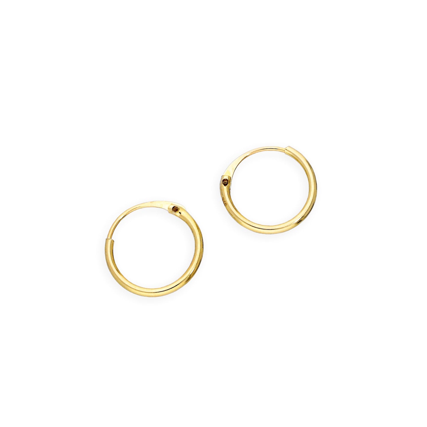 9ct Gold 0,8mm Röhrenohrringe 8mm - 20mm