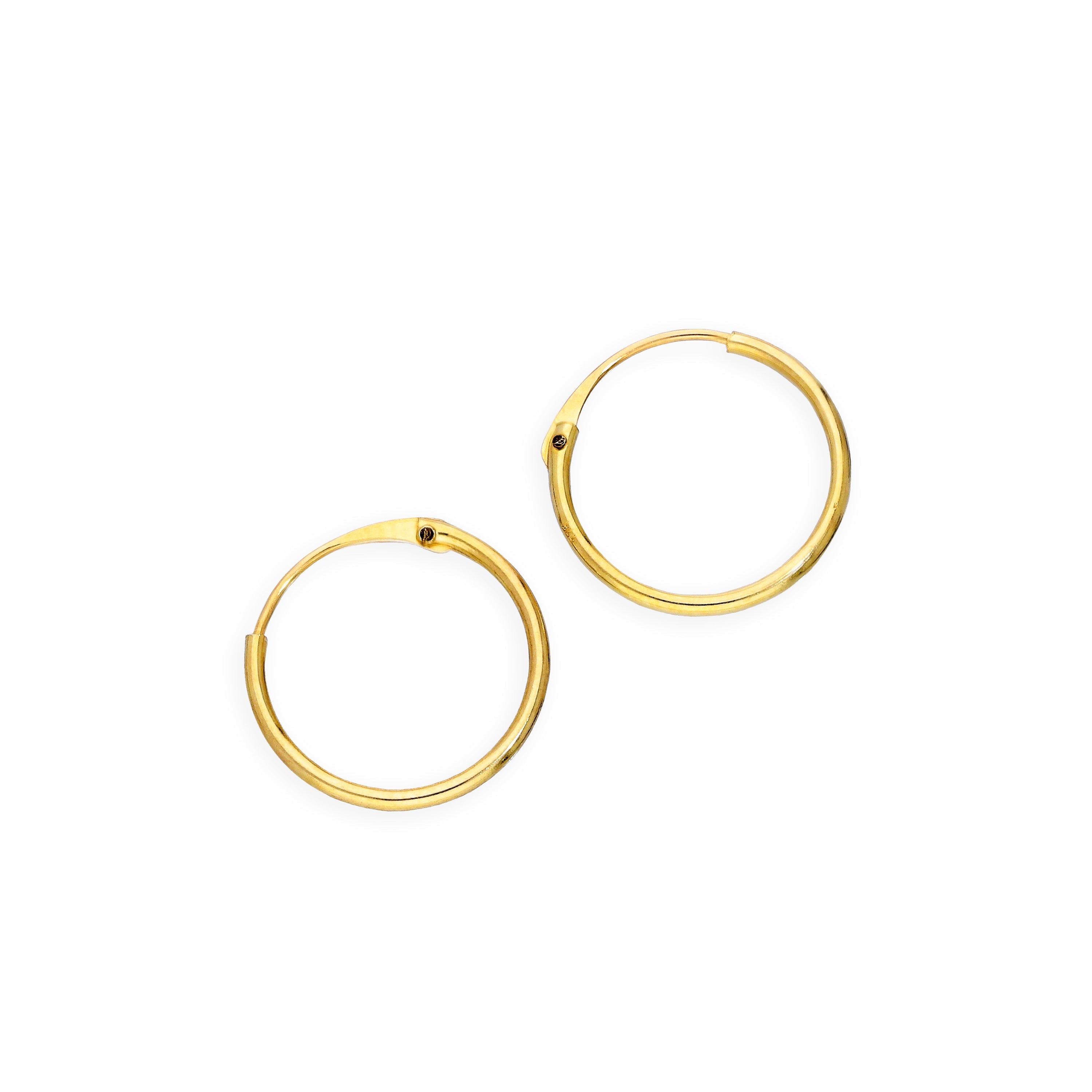 9 Karat Gold 0,8 mm Röhrenohrringe 8 mm - 20 mm