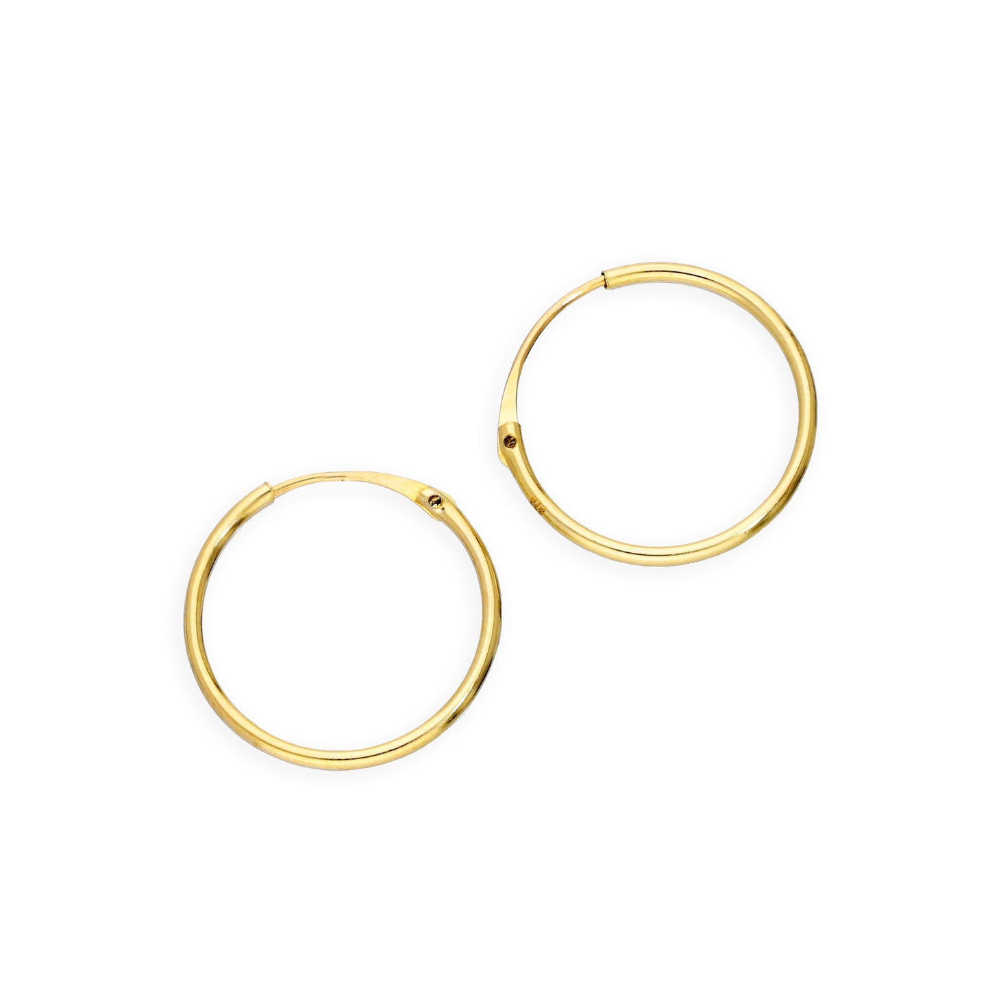 9ct Gold 0,8mm Röhrenohrringe 8mm - 20mm