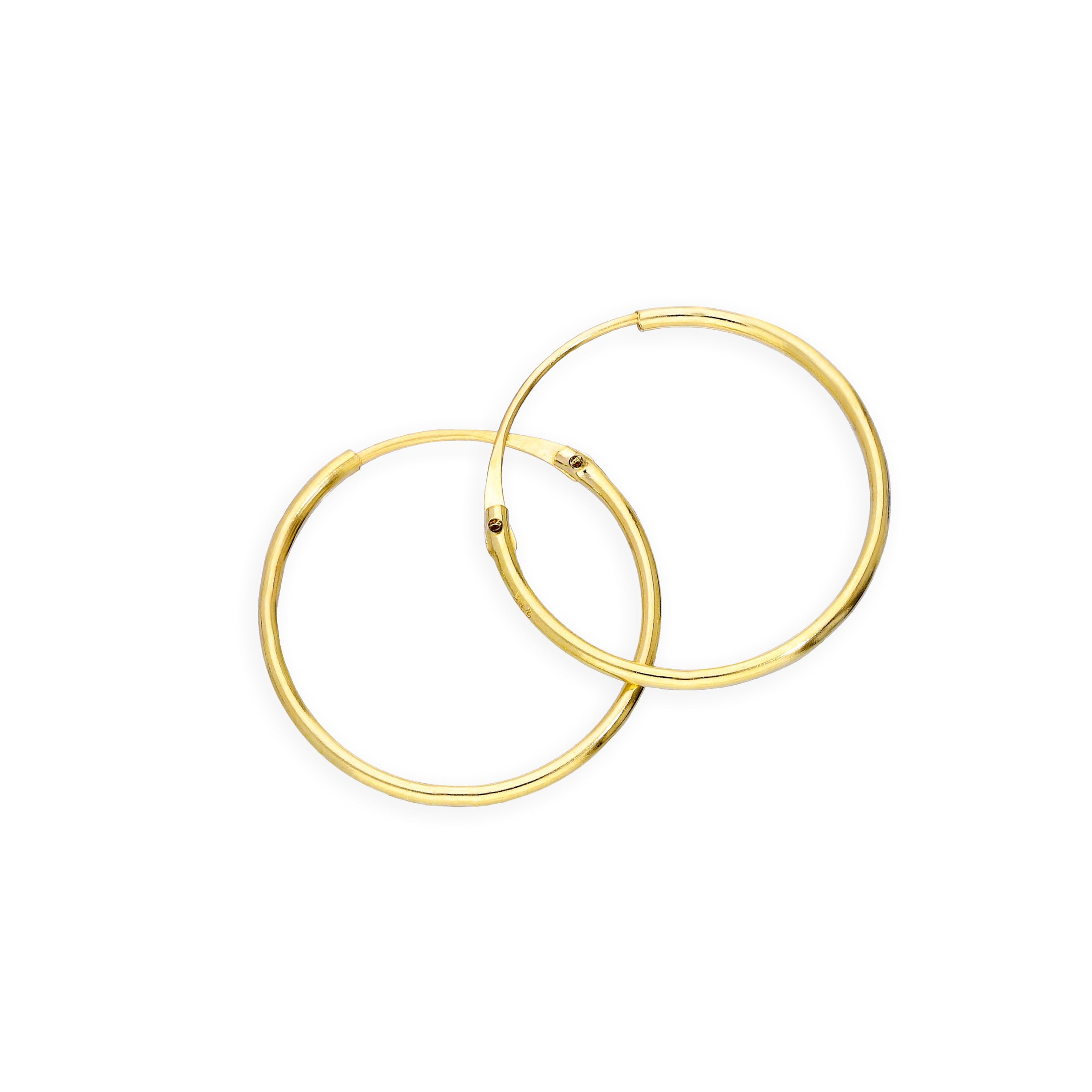 9 Karat Gold 0,8 mm Röhrenohrringe 8 mm - 20 mm