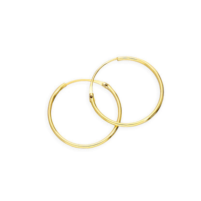 9ct Gold 0,8mm Röhrenohrringe 8mm - 20mm