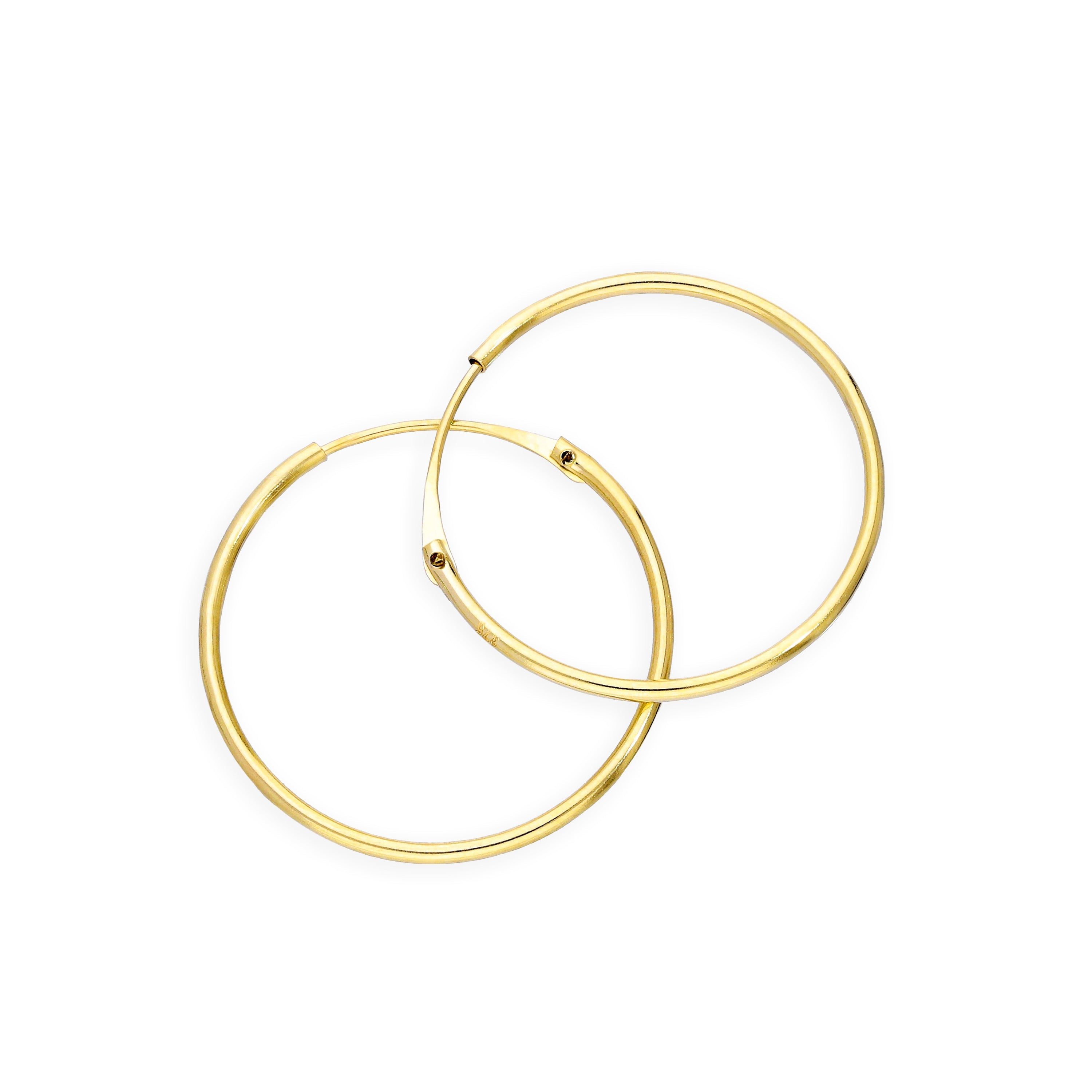 9 Karat Gold 0,8 mm Röhrenohrringe 8 mm - 20 mm