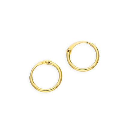 9ct Gold 1mm Röhrenohrringe 8mm - 20mm