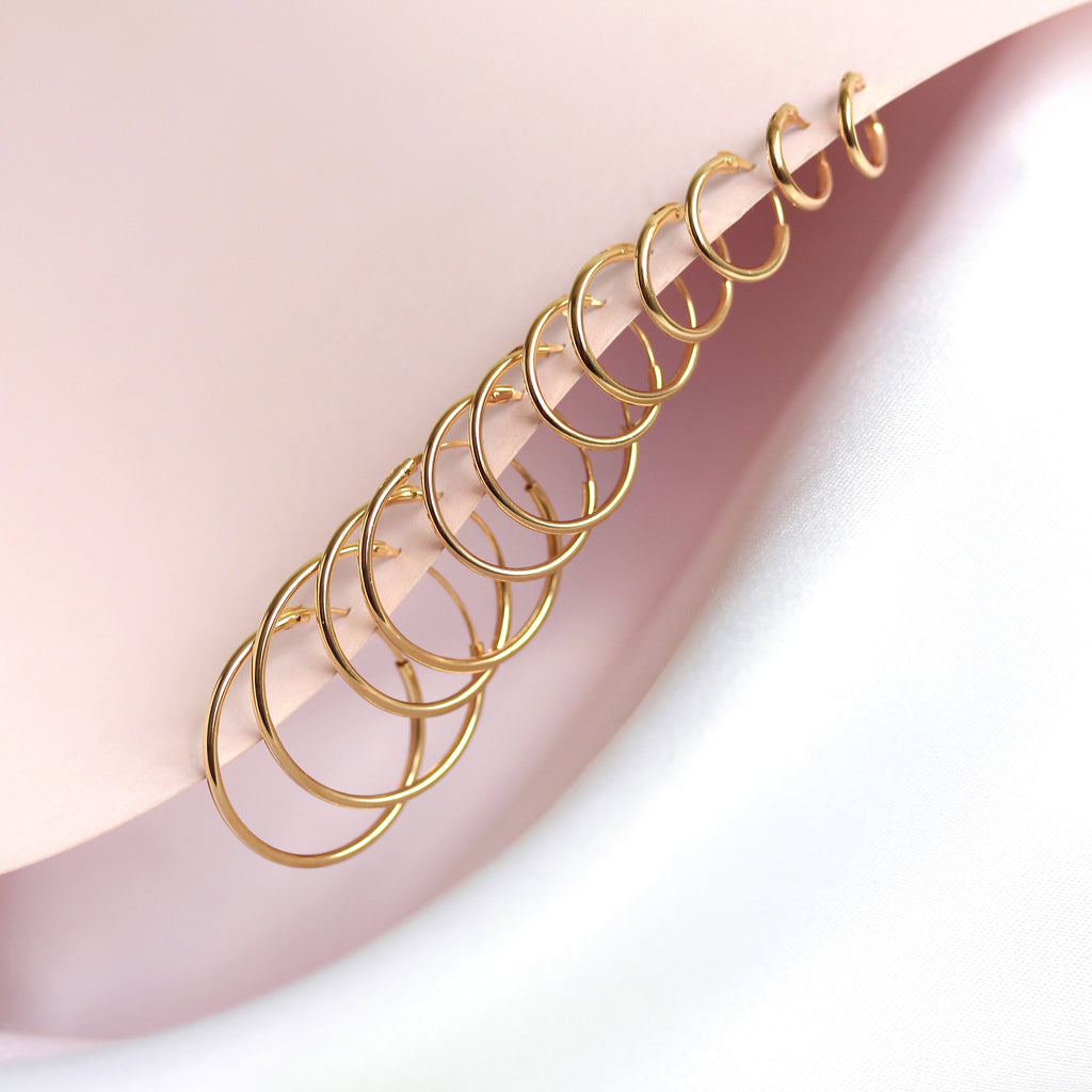 9 Karat Gold 1,2 mm Röhrenohrringe 8 mm - 20 mm