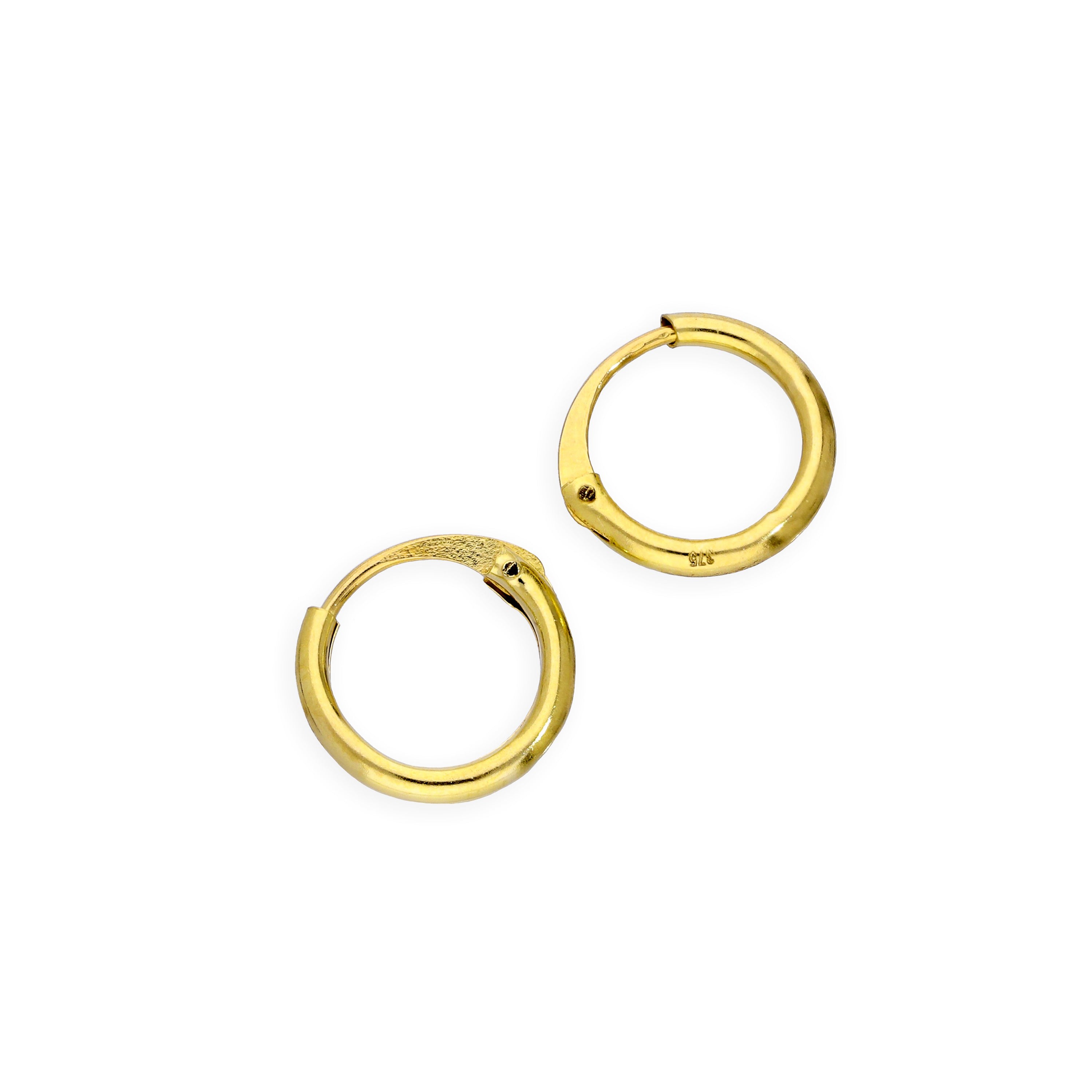 9 Karat Gold 1,2 mm Röhrenohrringe 8 mm - 20 mm