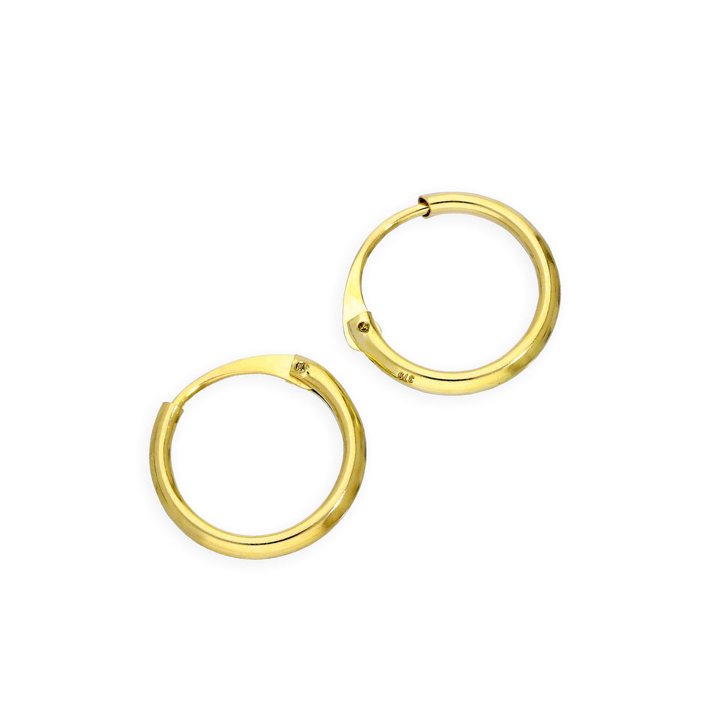 9 Karat Gold 1,2 mm Röhrenohrringe 8 mm - 20 mm