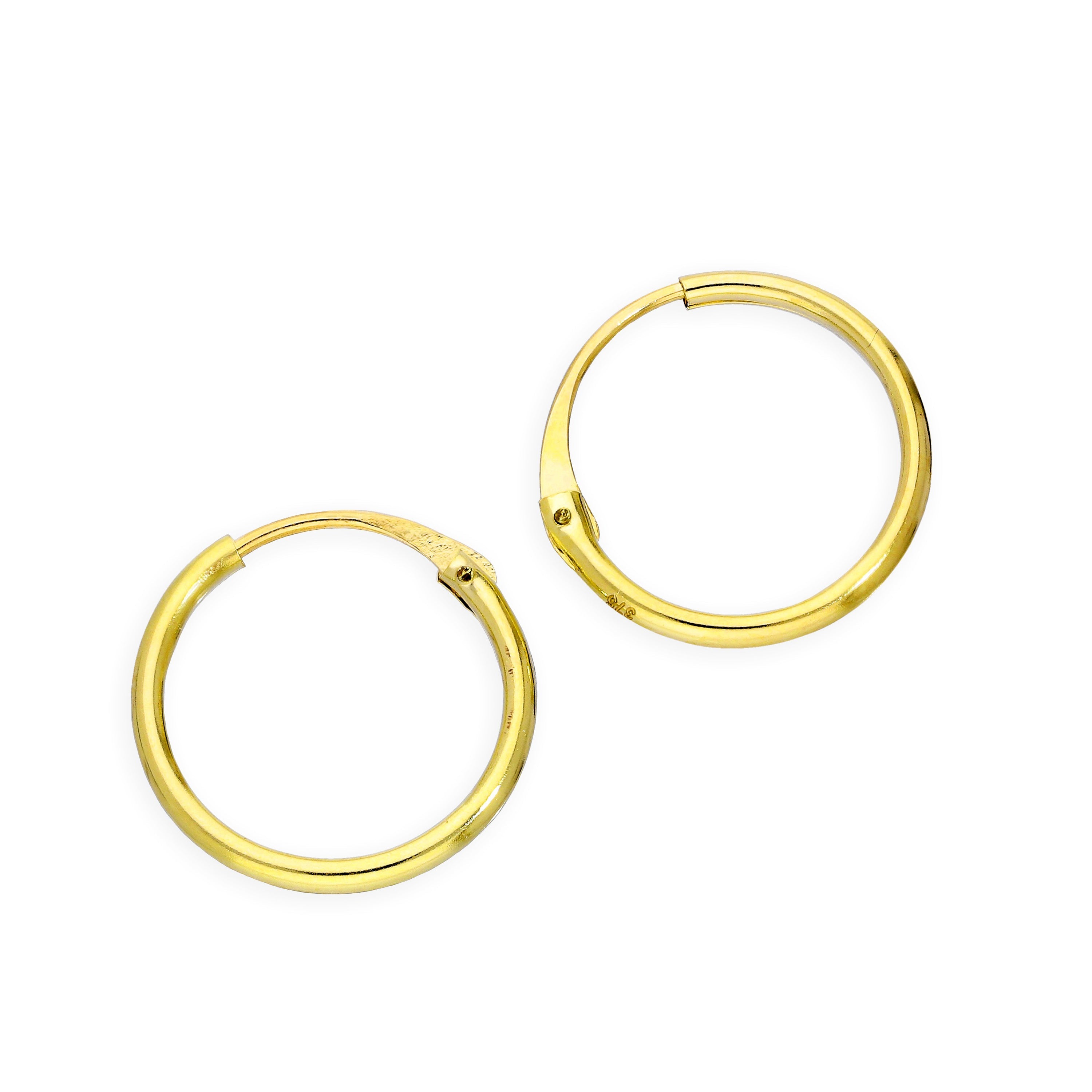 9 Karat Gold 1,2 mm Röhrenohrringe 8 mm - 20 mm