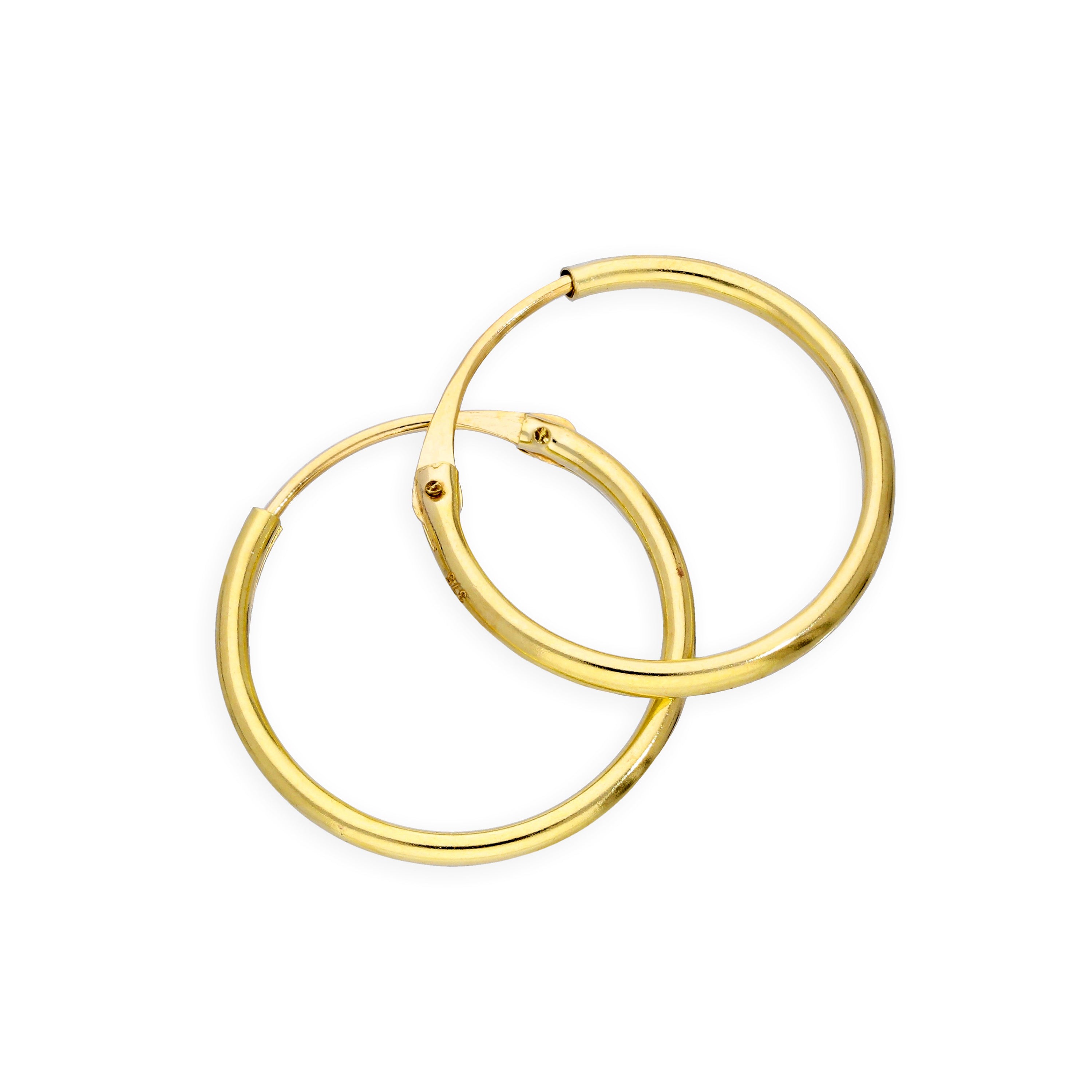 9 Karat Gold 1,2 mm Röhrenohrringe 8 mm - 20 mm