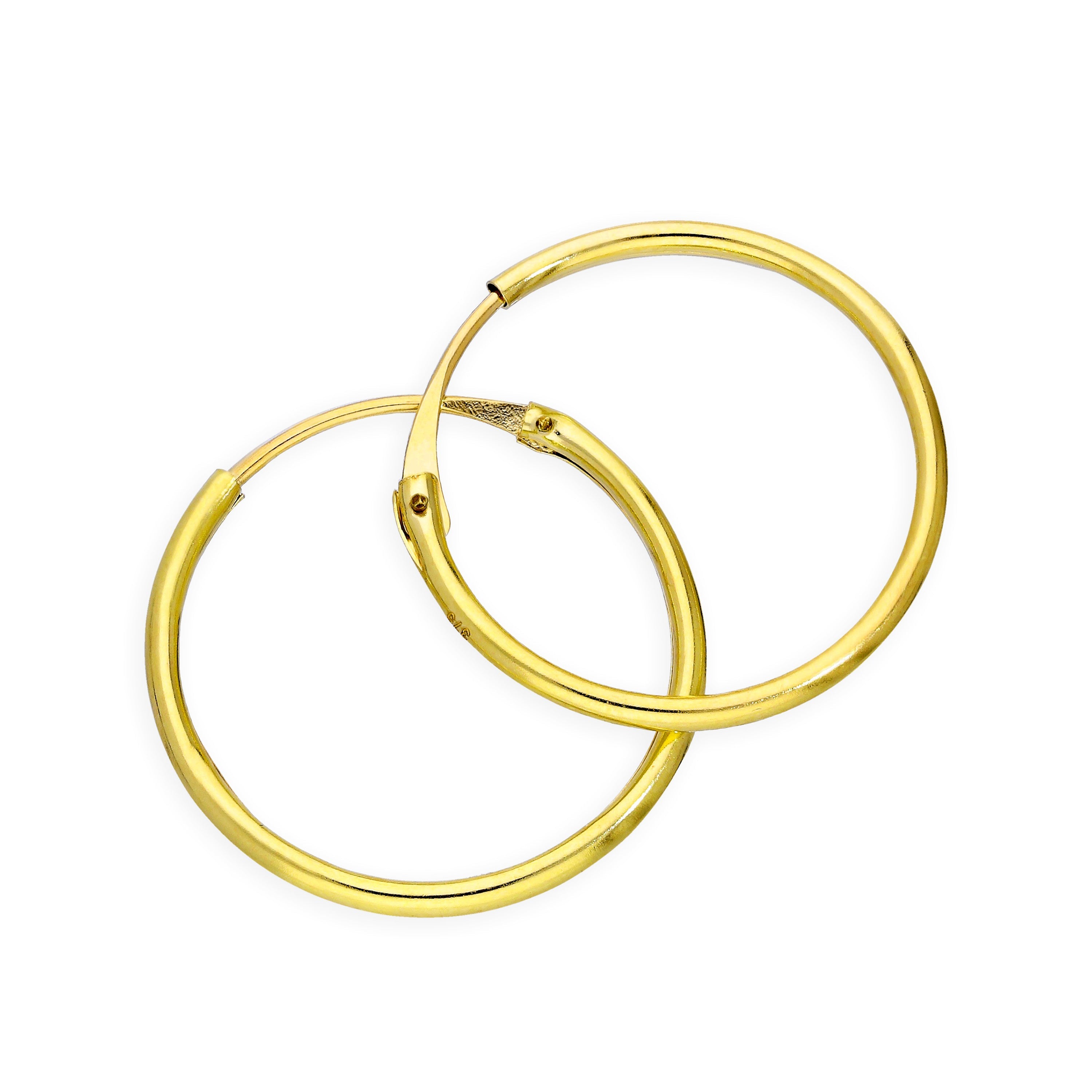 9 Karat Gold 1,2 mm Röhrenohrringe 8 mm - 20 mm