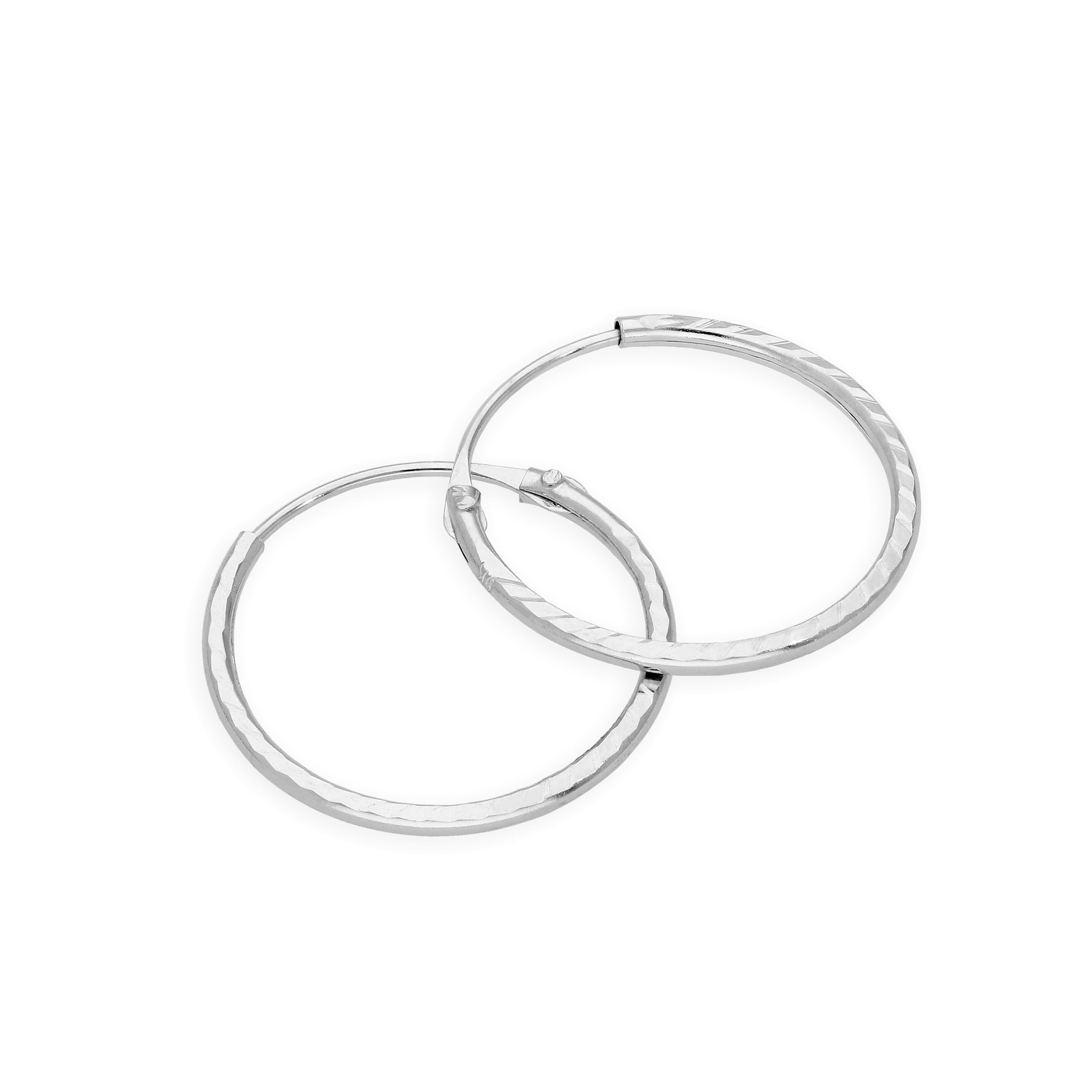 9 Karat Weißgold Diamantschliff 12 mm Creolen Ohrringe