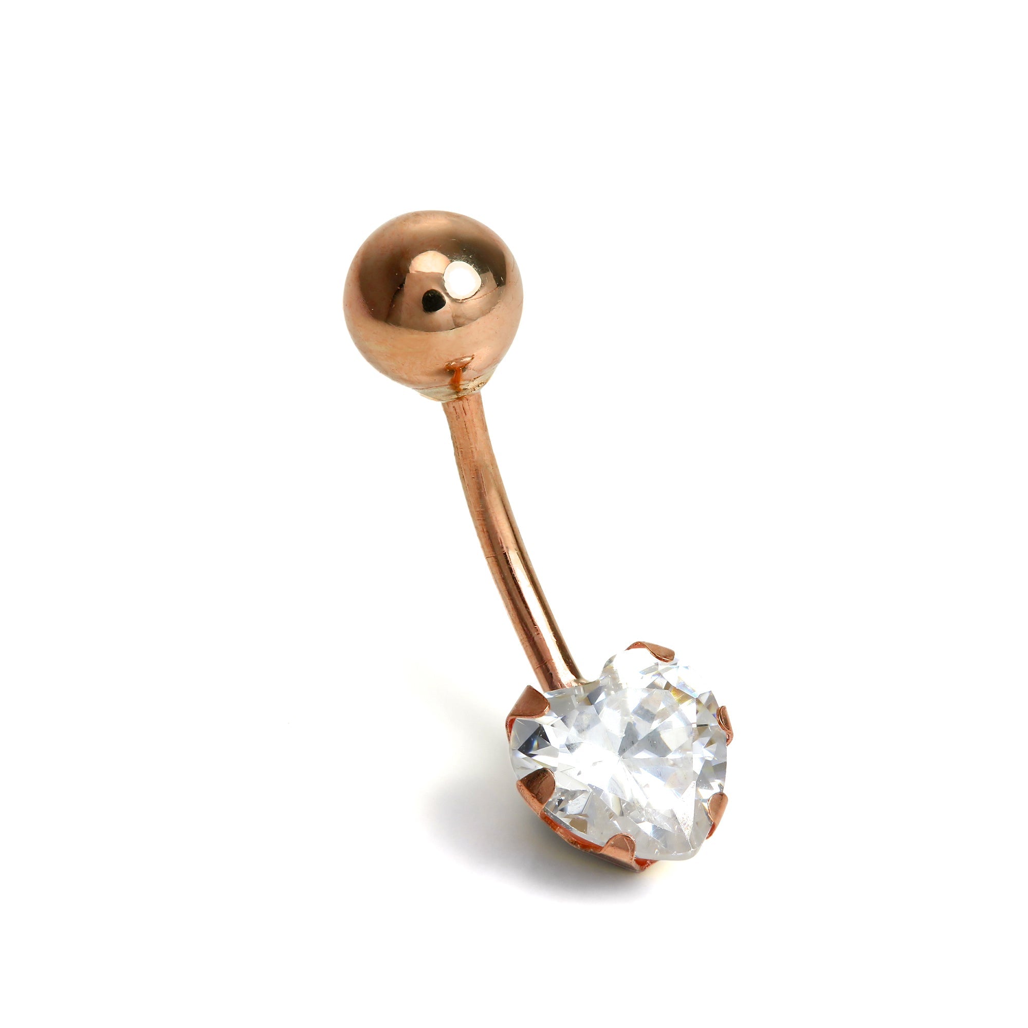 9 Karat Roségold & CZ Kristall Herz Bauchnabelstange