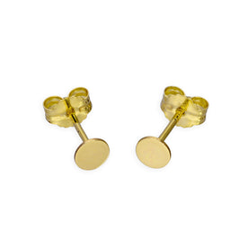 9 Karat Gold Flach Kreis Ohrstecker