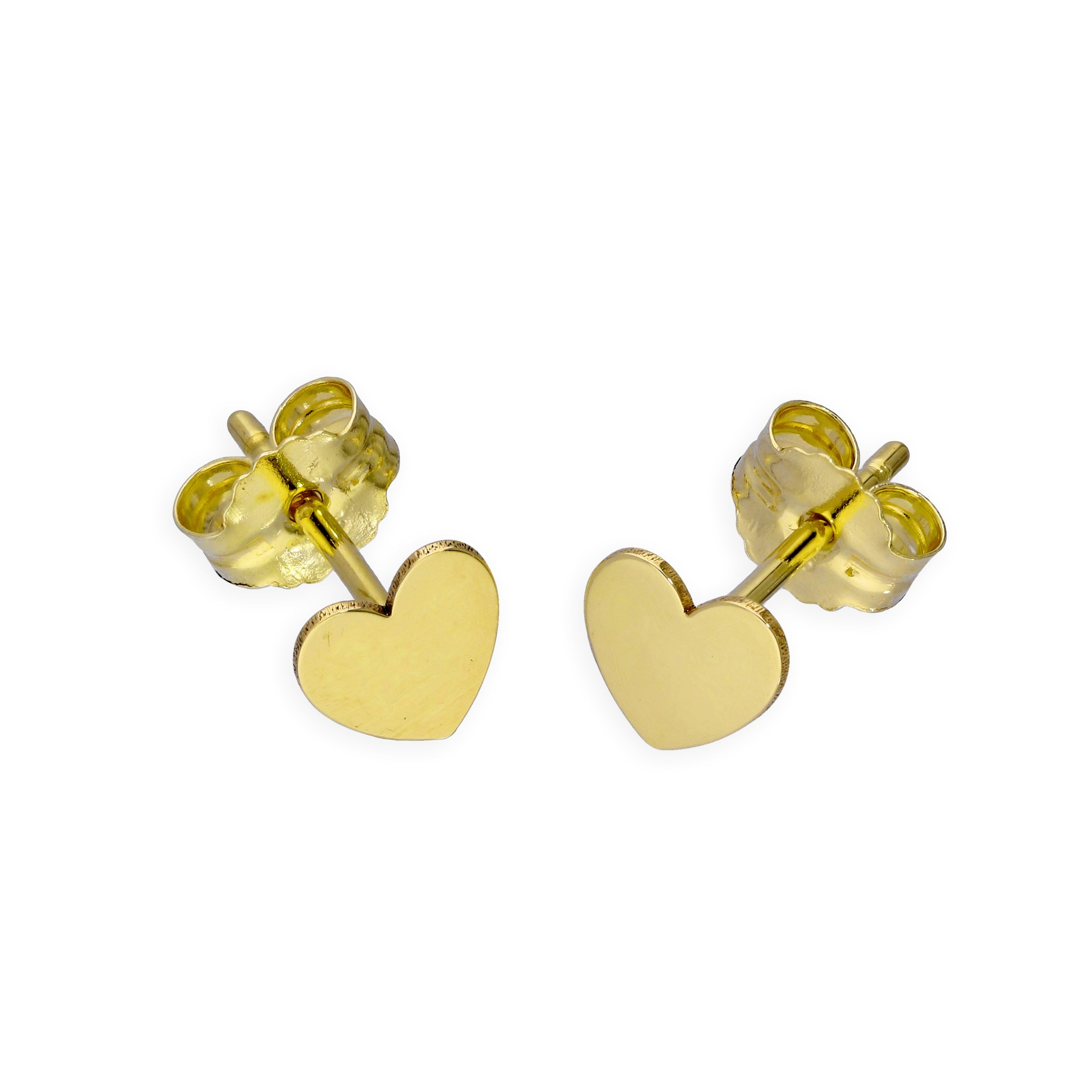 9 Karat Gold Flach Herz Ohrstecker 