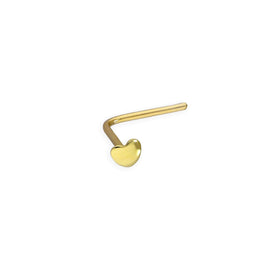 9 Karat Gold 22 Ga L-förmiger Nasenstecker mit Herz