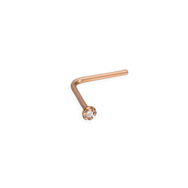 L-förmiger Nasenstecker aus 9 Karat Roségold mit Diamant (0,015 ct), 22Ga