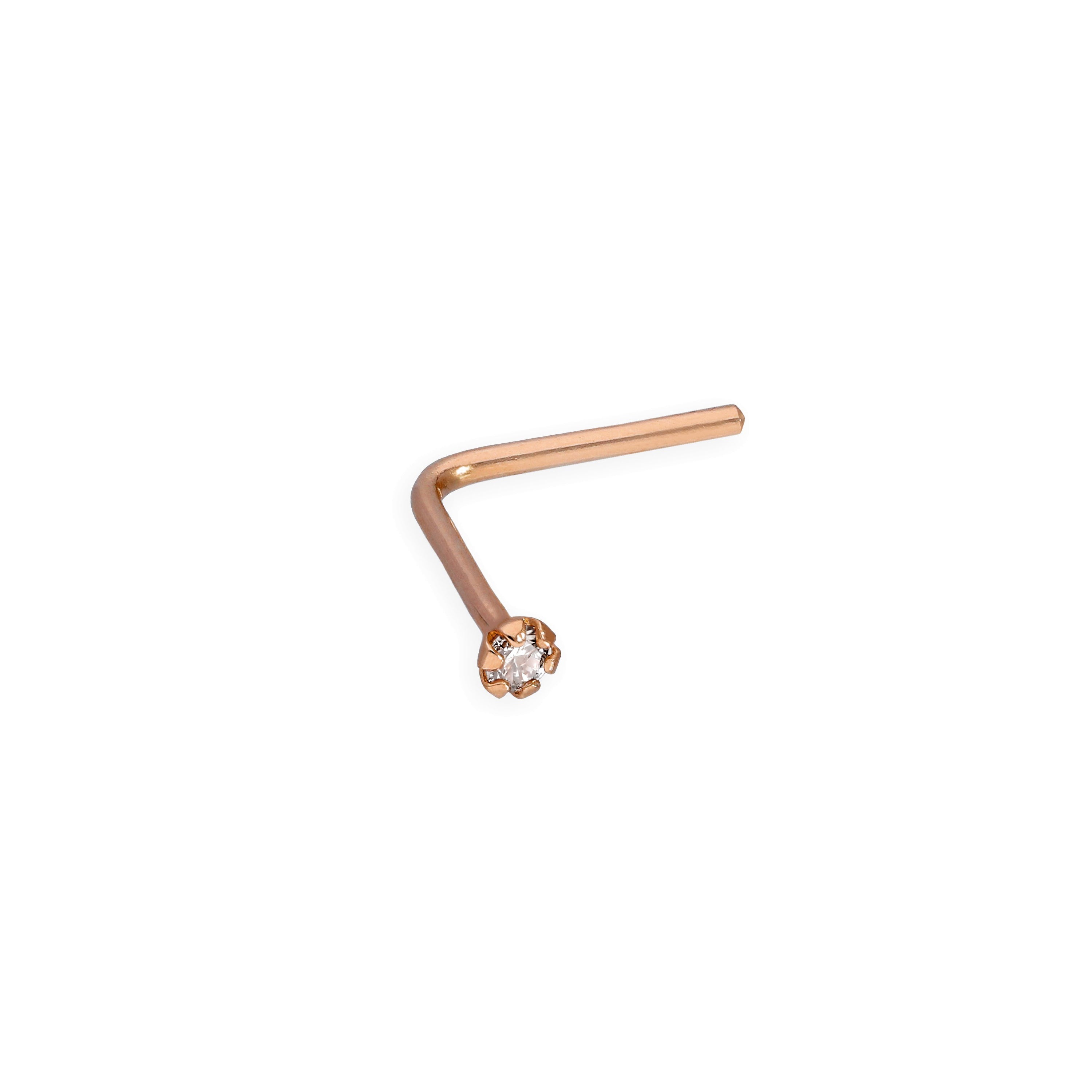 9 Karat Roségold & 0,015 Karat Diamant 22Ga L - förmig Nasenstecker