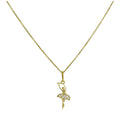 Halskette mit Anhänger aus 9 Karat Gold und klaren Zirkonia-Kristallen in Form einer Ballerina, 40–50 cm