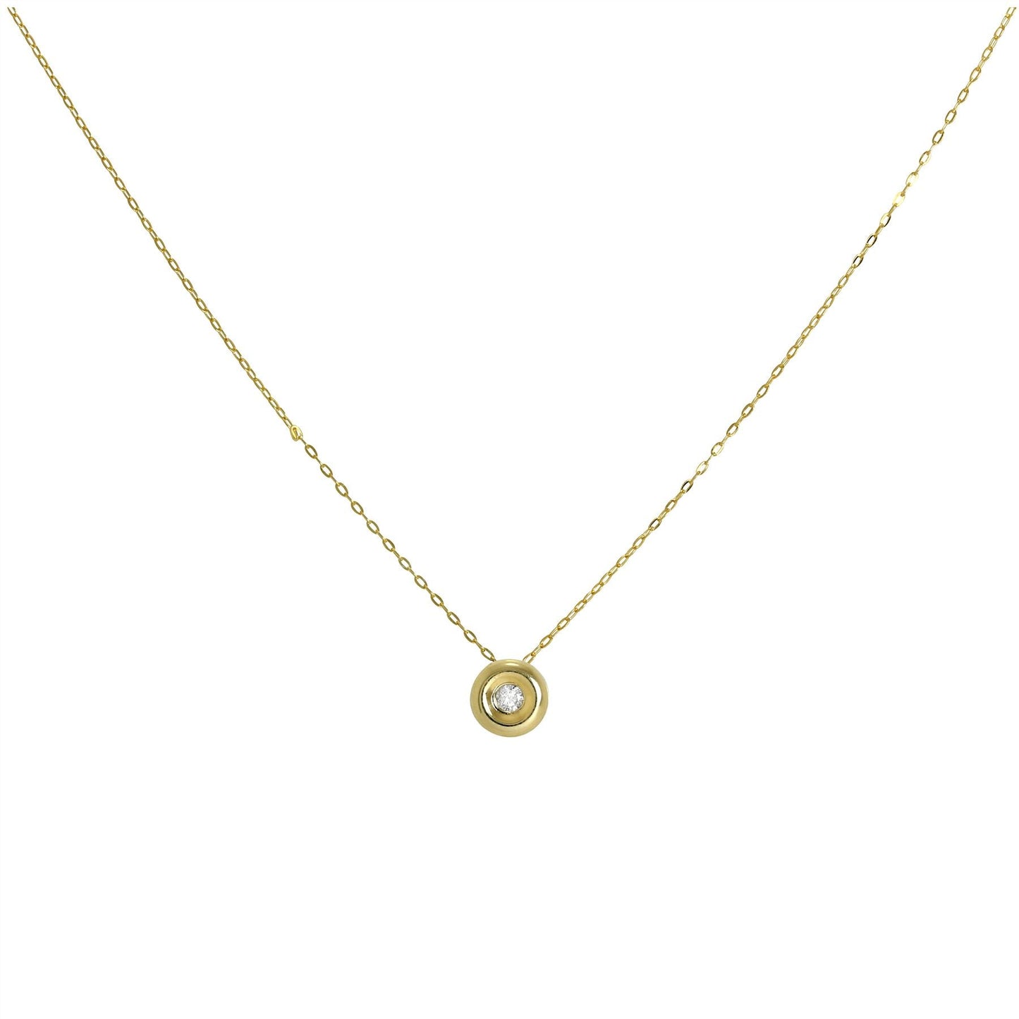 9ct Gold & 0.019ct Diamond Round Bead on Fine 16 Inch Chain