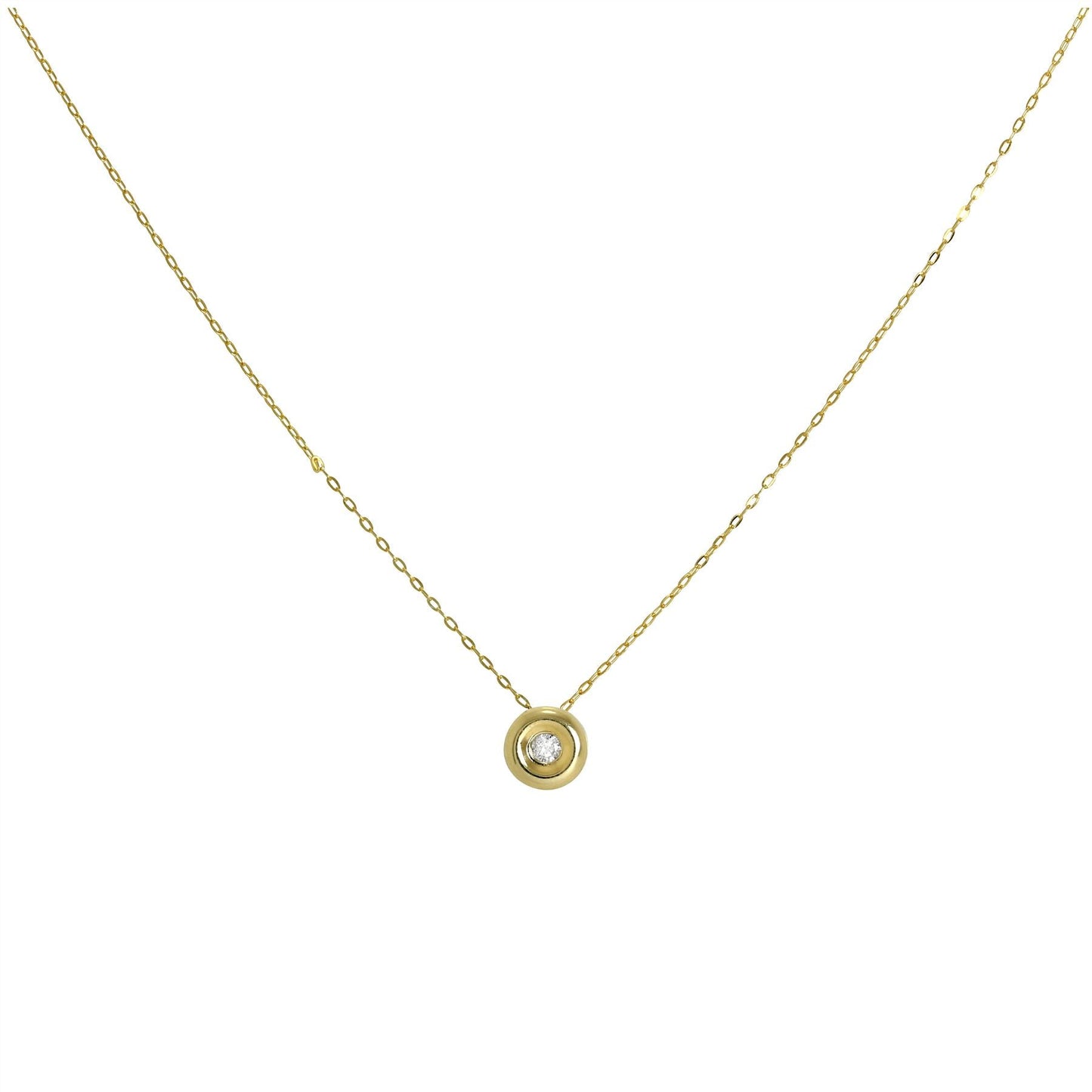 9 Karat Gold und 0,019 Karat Diamant, runde Perle an einer feinen 16-Zoll-Kette