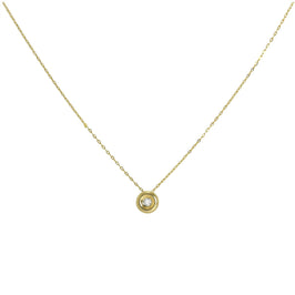 9 Karat Gold und 0,019 Karat Diamant, runde Perle an einer feinen 16-Zoll-Kette