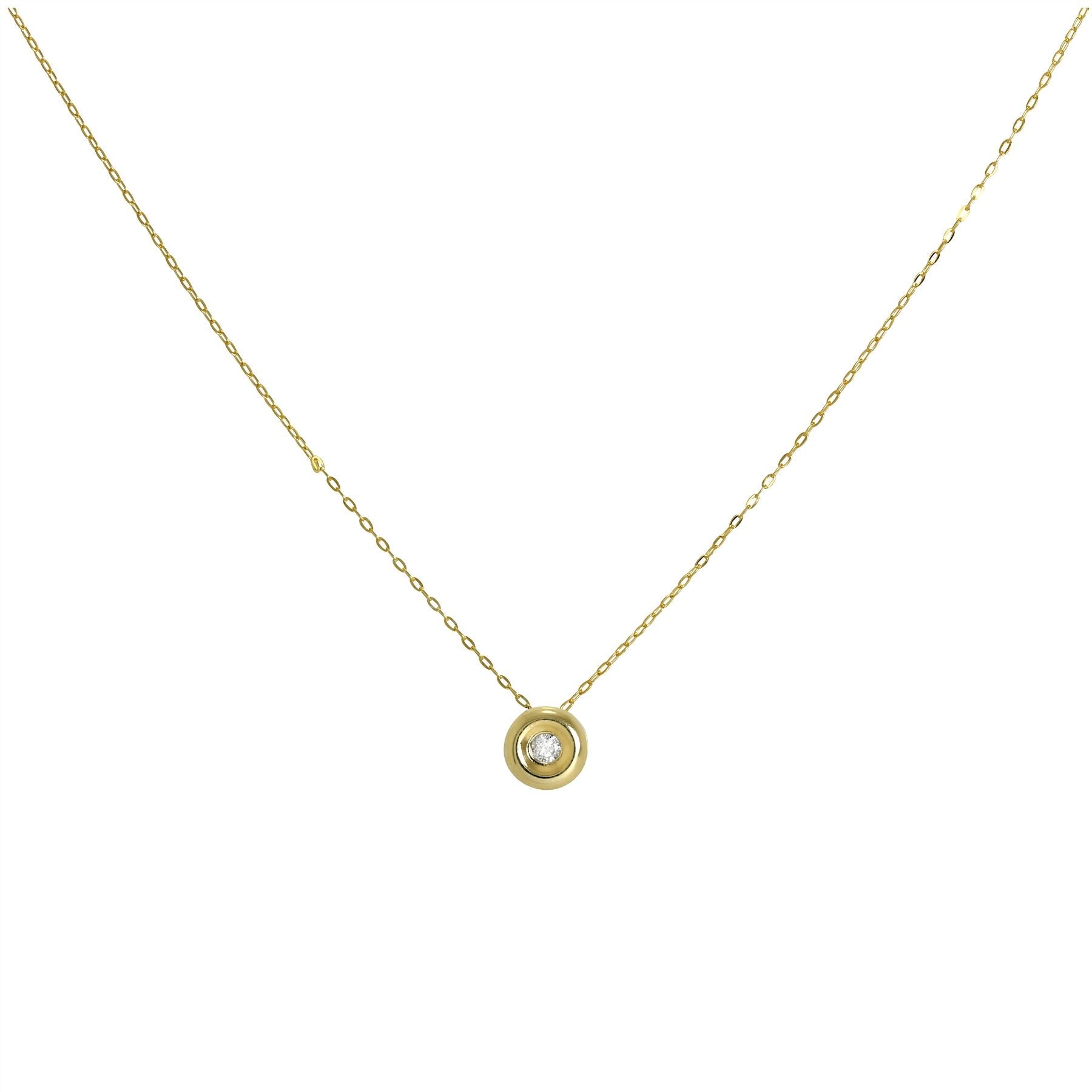 9 Karat Gold und 0,019 Karat Diamant, runde Perle an einer feinen 16-Zoll-Kette