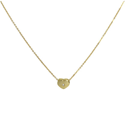 9 Karat Gold & 0,006ct Diamant Herz Perle an Fein 118cm Kette