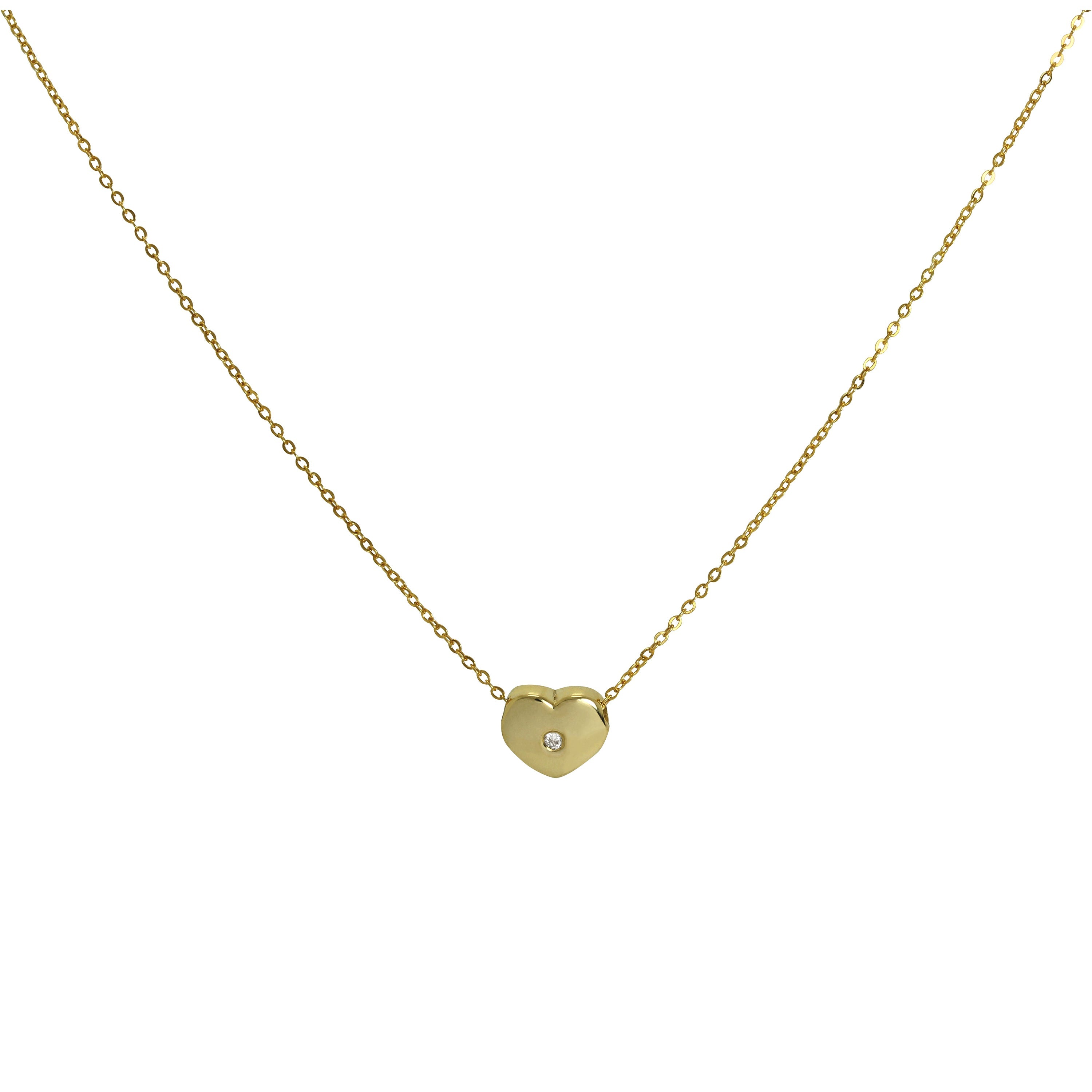 9 Karat Gold & 0,006 Karat Diamant Herz Perle an Fein 118 cm Kette