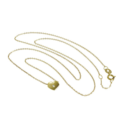 9 Karat Gold & 0,006ct Diamant Herz Perle an Fein 118cm Kette