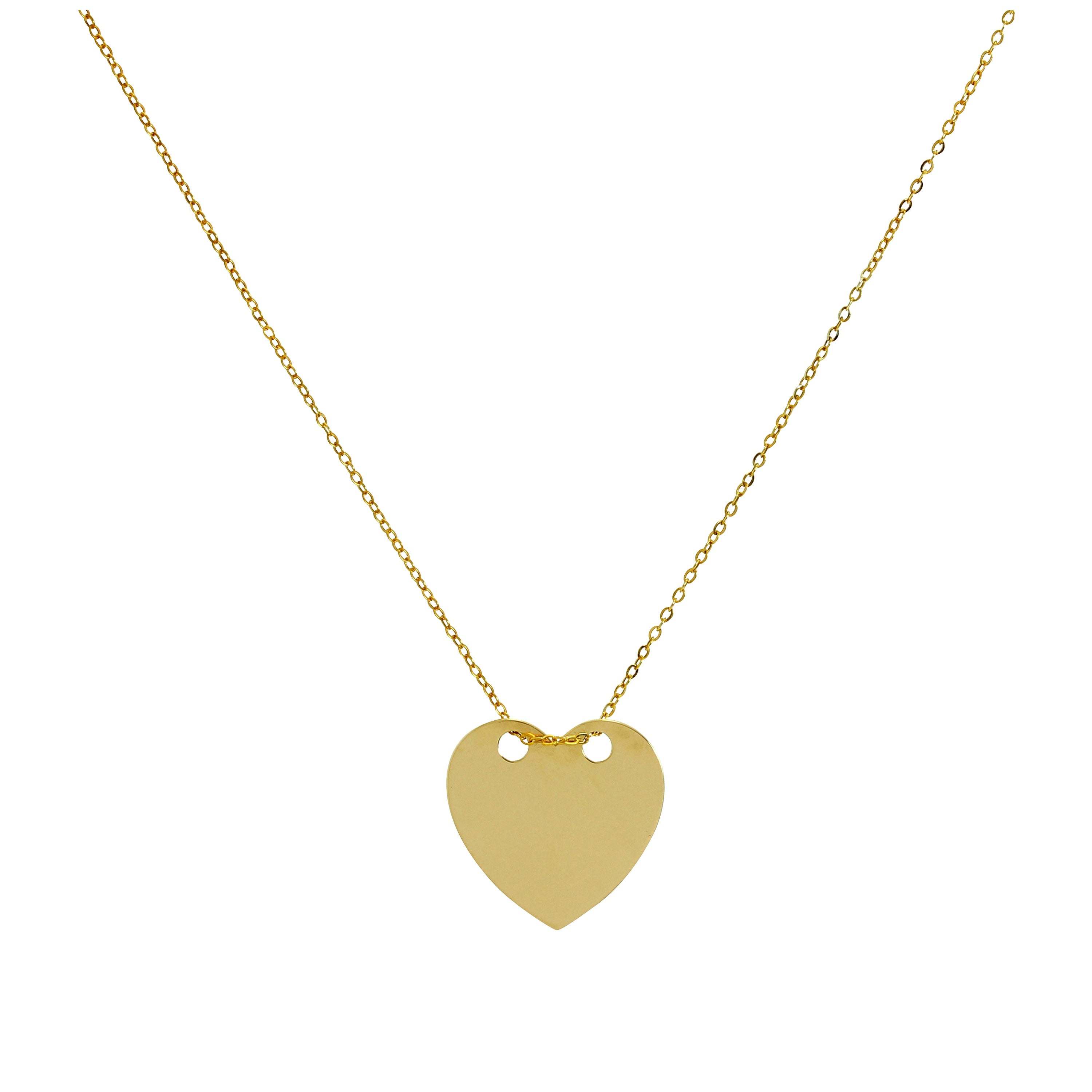 9 Karat Gold Gravierbar Herz Halskette 40,5 cm