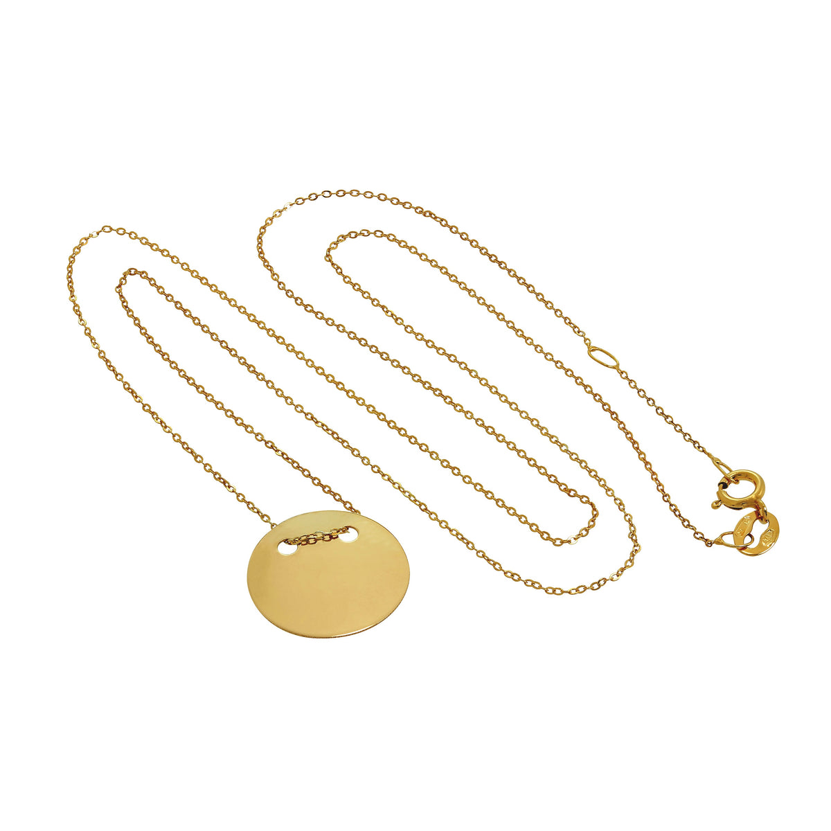 9 Karat Gold Gravierbar Kreis Halskette 40,5 cm