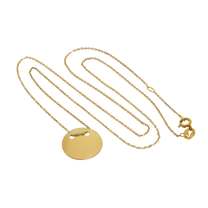 9 Karat Gold Gravierbar Kreis Halskette 40,5cm