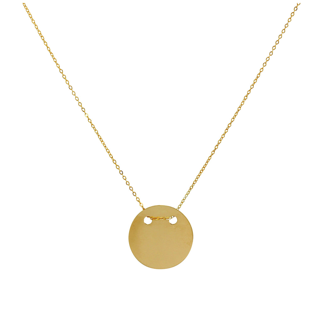9 Karat Gold Gravierbar Kreis Halskette 40,5 cm