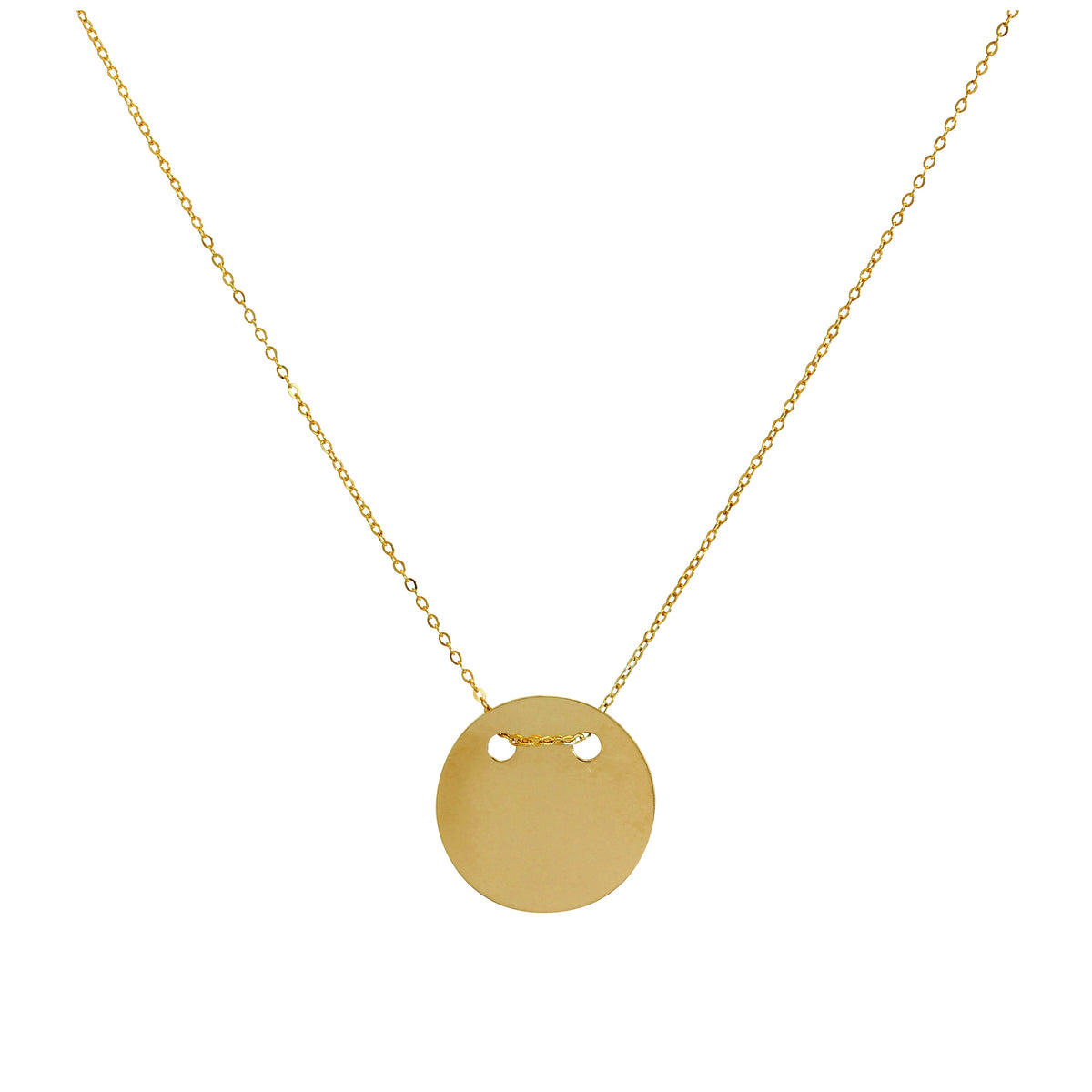 9 Karat Gold Gravierbar Kreis Halskette 40,5 cm
