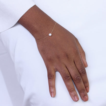 9 Karat Gold & 6mm Perle Fein 1mm Panzer Armband 18cm