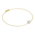 9 Karat Gold & 6 mm Perle Fein 1 mm Panzer Armband 18 cm