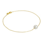 9 Karat Gold & 6 mm Perle Fein 1 mm Panzer Armband 18 cm