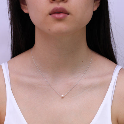 9 Karat Weißgold & 5mm Perle 43cm Halskette