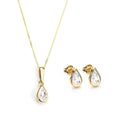 Set aus Anhänger und Ohrsteckern aus 9 Karat Gold mit Geburtsstein April