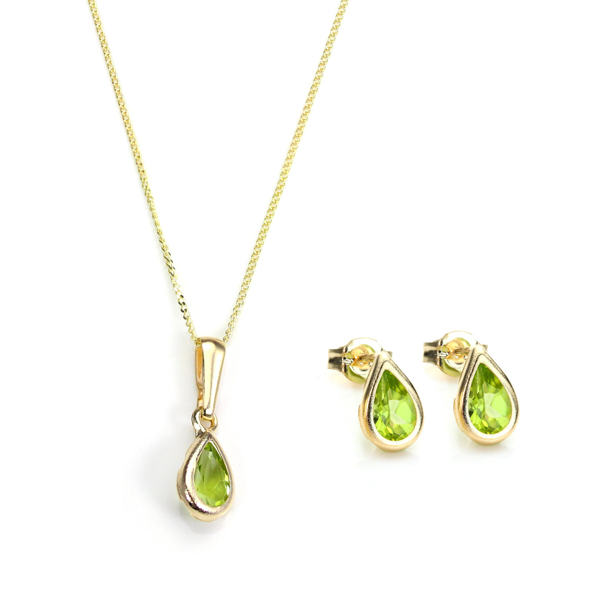 9 Karat Gold & August-Geburtsstein-Anhänger & Ohrstecker-Set