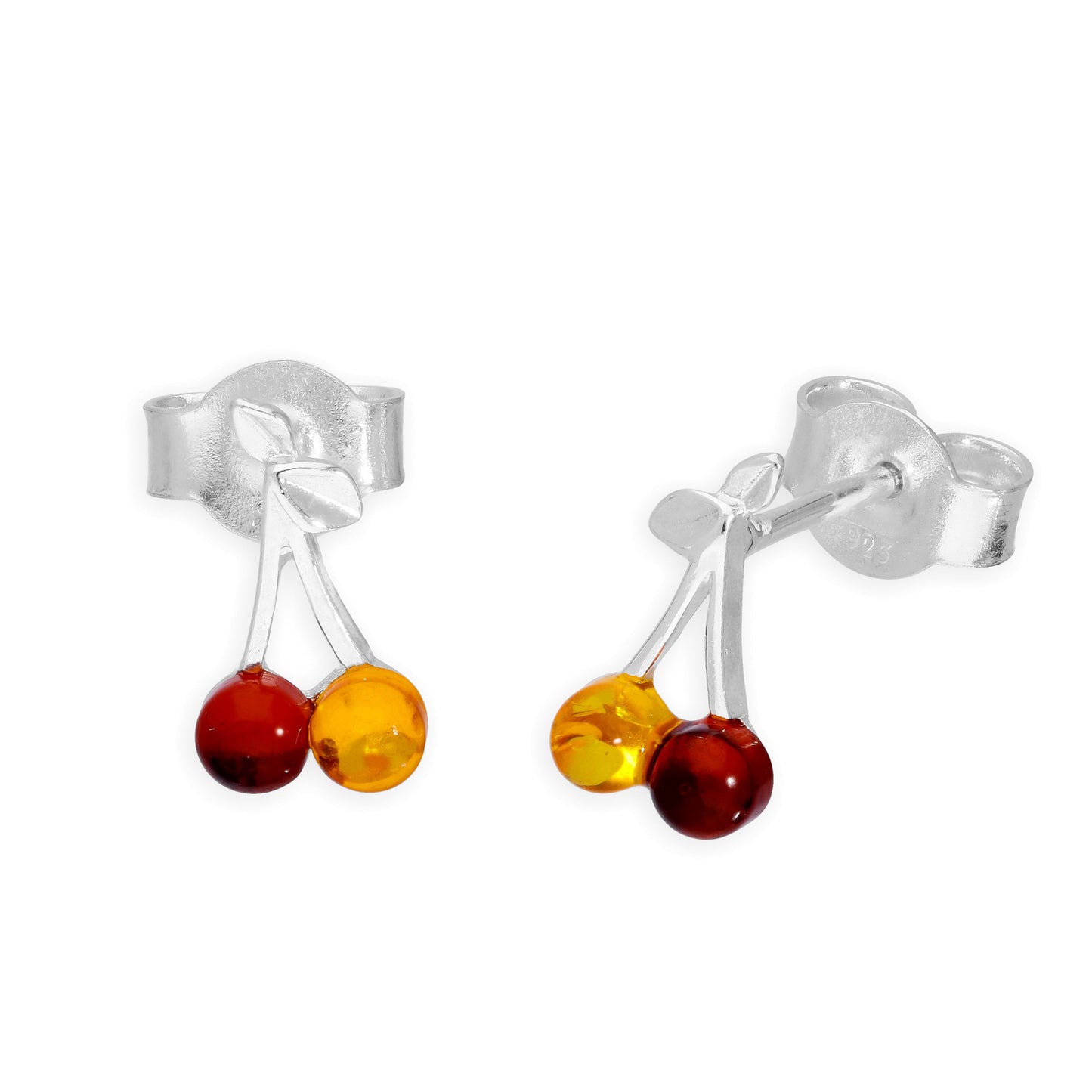 Sterling Silver & Mixed Amber Cherries Stud Earrings