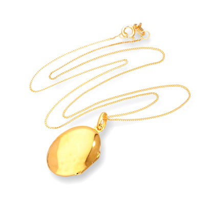 Vergoldet Sterlingsilber Gravierbar Oval Medaille an Kette 40,5 - 56cm