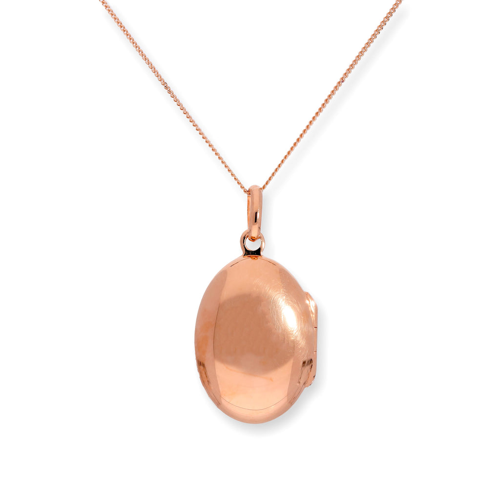 Ovales Medaillon aus rosévergoldetem Sterlingsilber, gravierbar, 16–22 Zoll