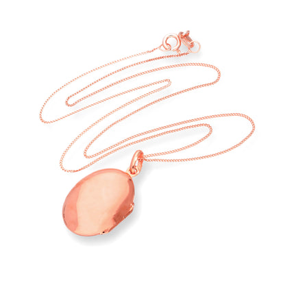 Ovales Medaillon aus rosévergoldetem Sterlingsilber, gravierbar, 16–22 Zoll